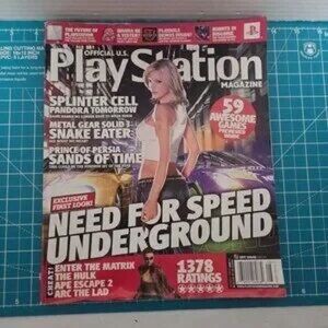 Sony PlayStation Magazine Cover — Black, White, Red, Purple